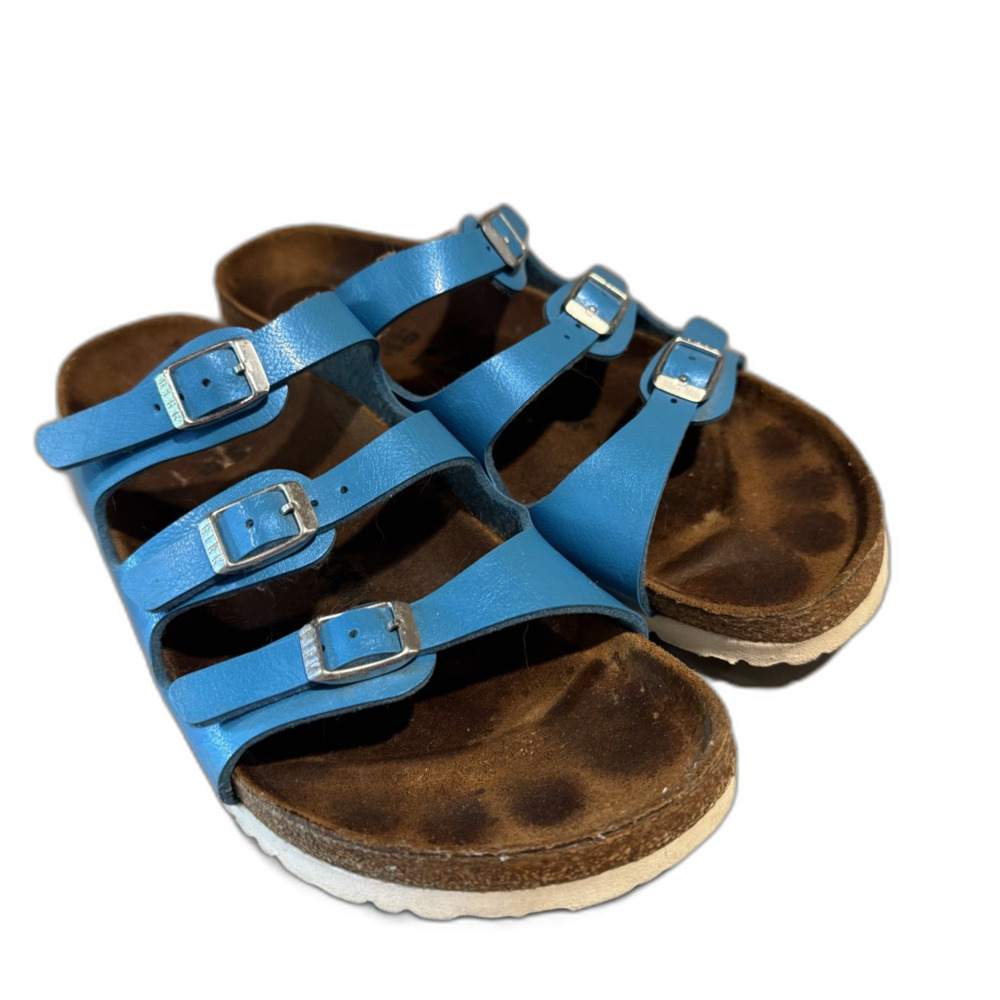 Birkenstock Florida Sandals Three Strap Blue Birko-Flor Slide Granola Women 9